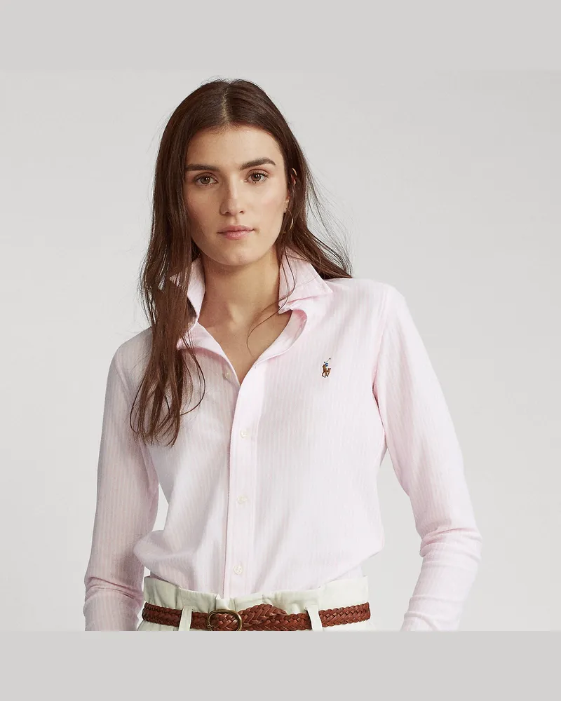 Ralph Lauren Baumwollpiqué-Oxford mit Streifen Pink