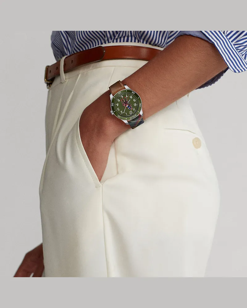 Ralph Lauren Stahl-Armbanduhr Polo Player in Grün Green