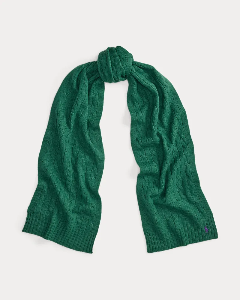 Ralph Lauren Woll-Kaschmir-Schal mit Zopfmuster Green