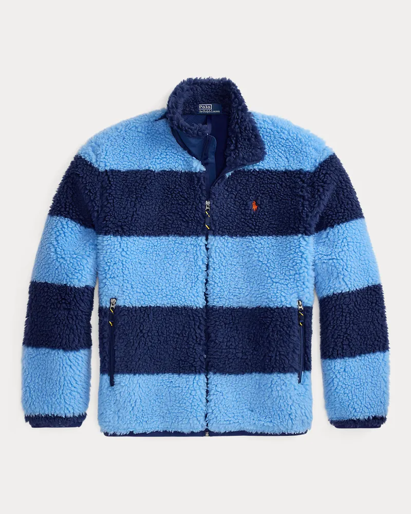 Ralph Lauren Gestreifte hochflorige Fleecejacke Blue