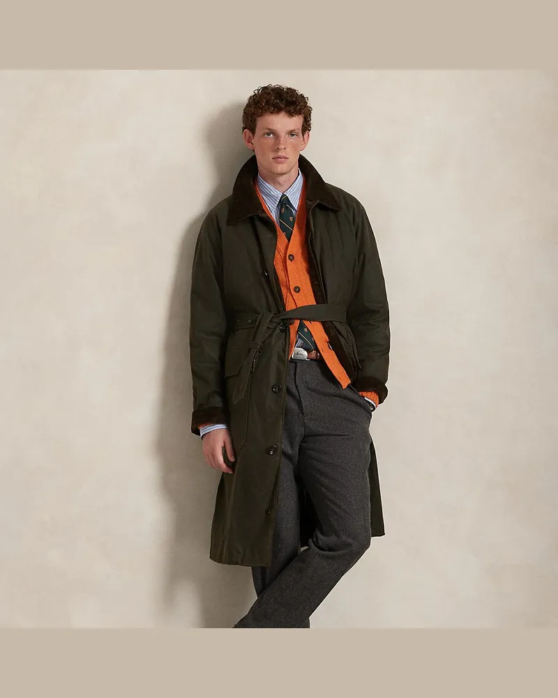 Ralph Lauren Wachstuch-Mantel mit Gürtel Green