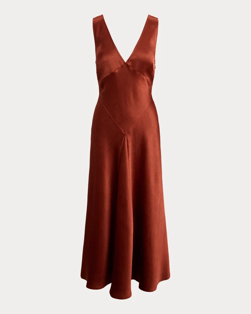 Ralph Lauren Satin-Kleid in Bahnen Brown