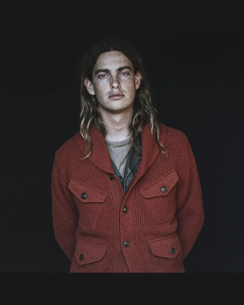 Ralph Lauren Woll-Baumwollstrickjacke mit Schalkragen Orange