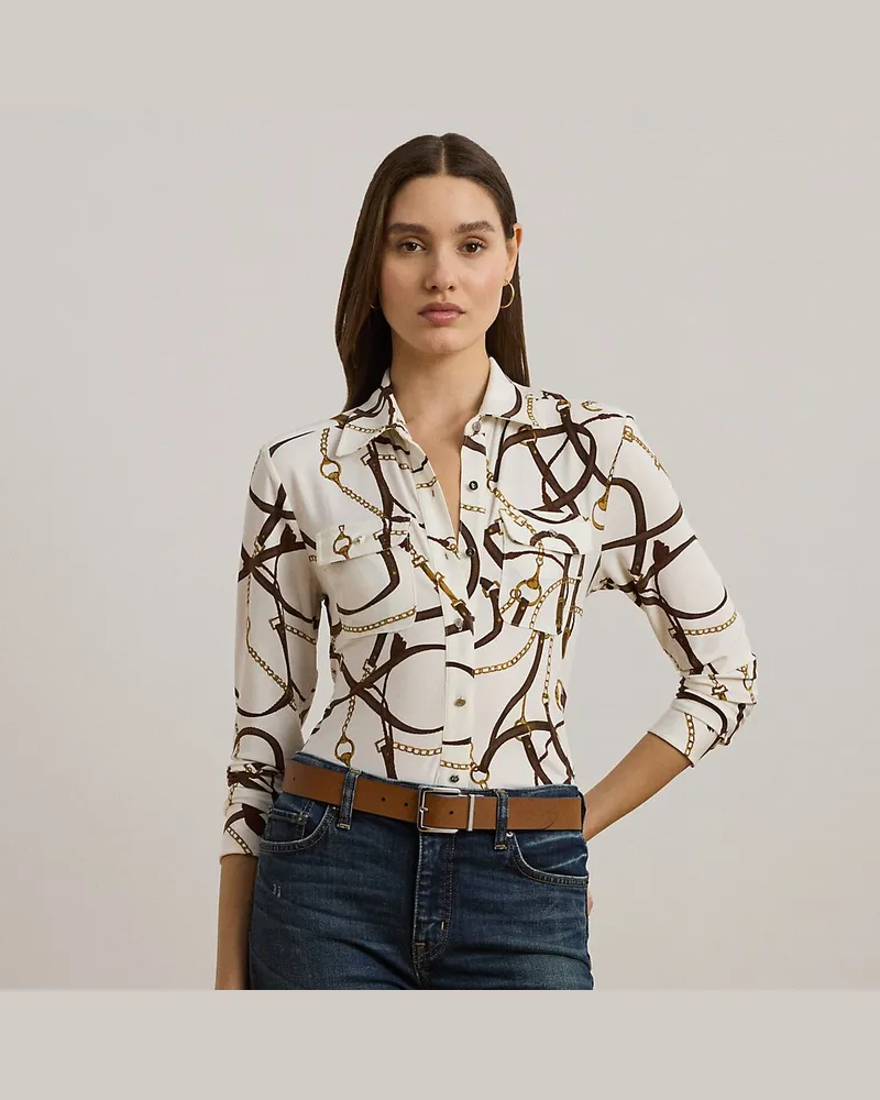 Ralph Lauren Slim-Fit Jerseyhemd mit Gürteldruck White