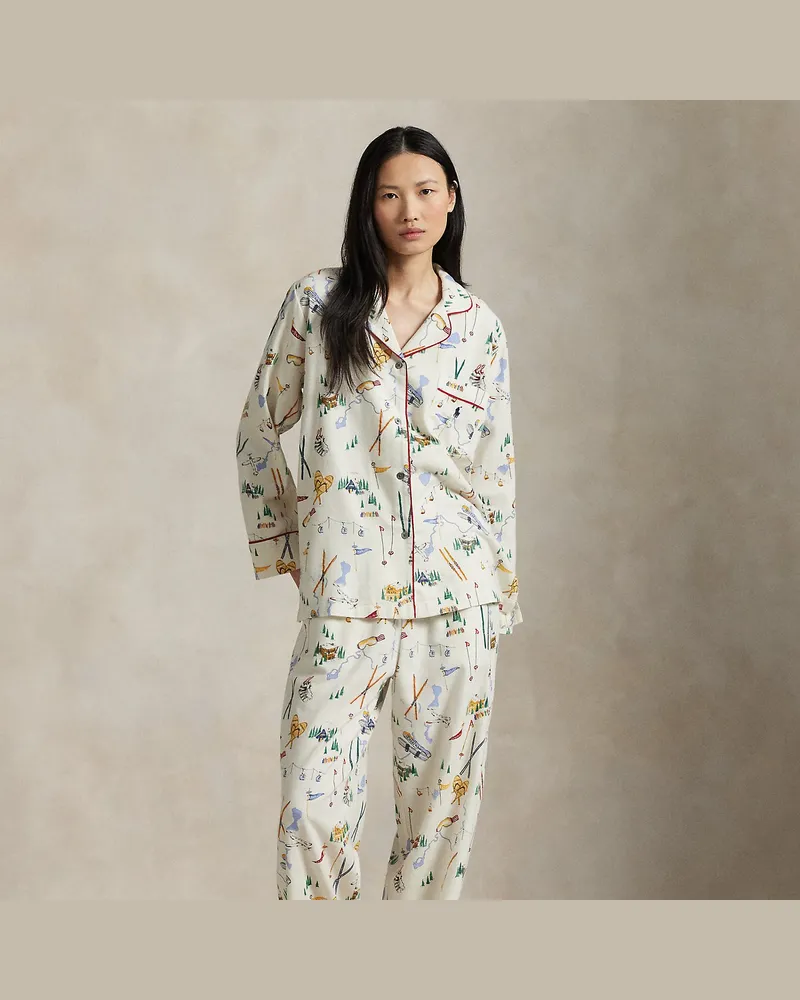 Ralph Lauren Langärmliger Pyjama aus Popeline Cream