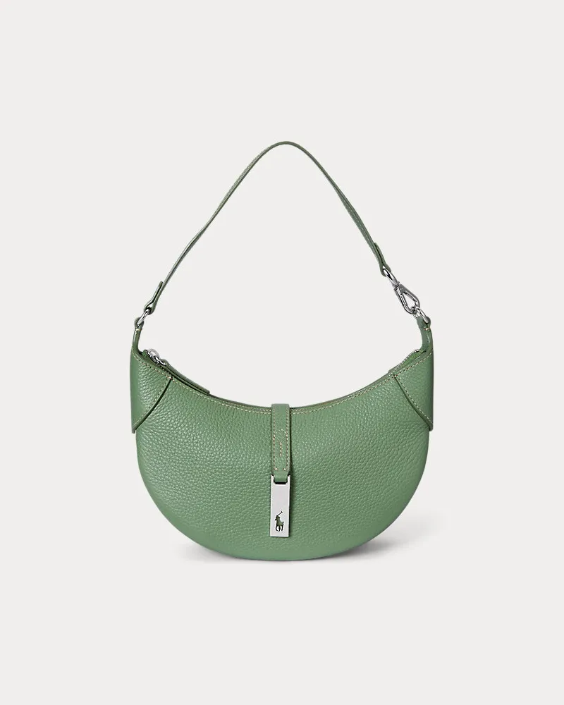 Ralph Lauren Mini-Schultertasche Polo ID aus Leder Green