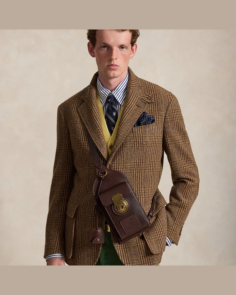 Ralph Lauren Schultertasche Heritage Lock aus Leder Brown
