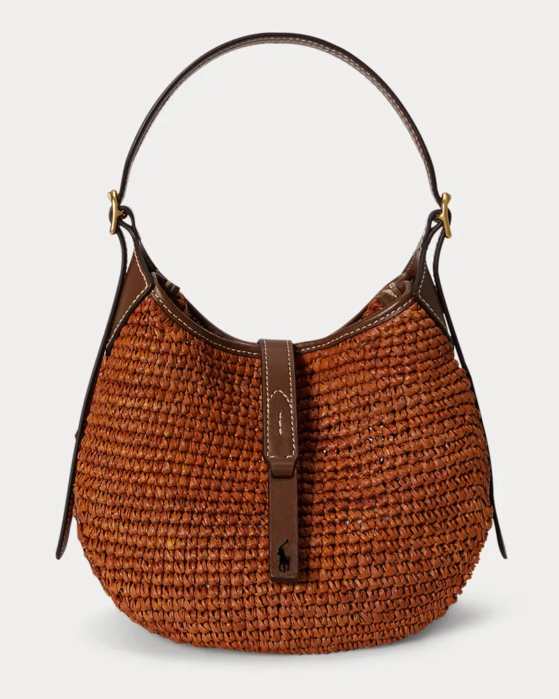 Ralph Lauren Kleine Schultertasche Polo ID aus Bast Brown
