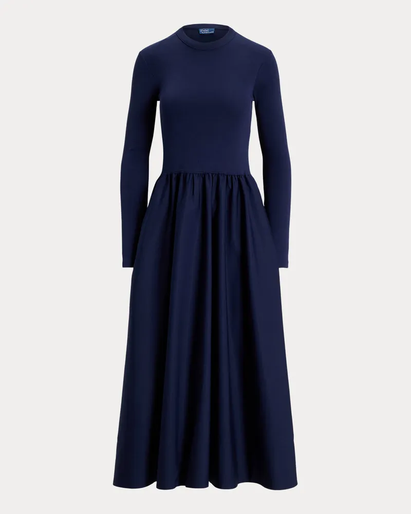 Ralph Lauren Langärmliges Baumwollkleid Blue