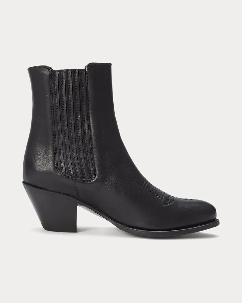 Ralph Lauren Chelsea-Lederstiefel im Westernstil Black