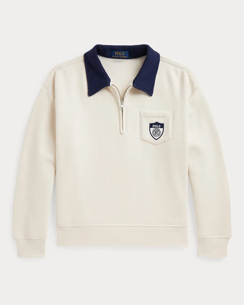 Ralph Lauren Big-Fit Fleece-Sweatshirt mit Kragen Cream