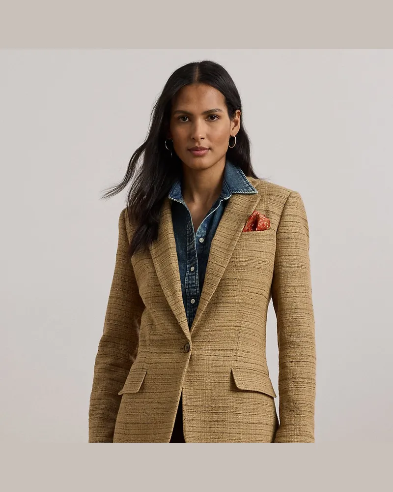 Ralph Lauren Fischgrat-Tweedblazer aus Leinenmischung Brown