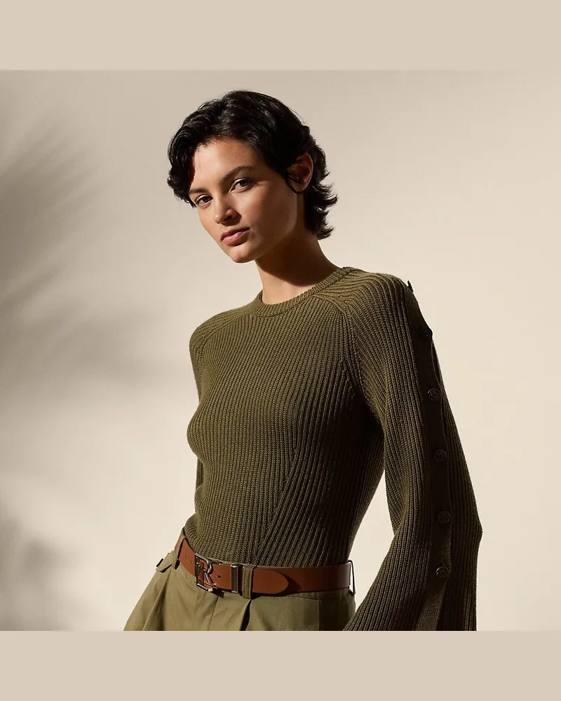 Ralph Lauren Rippenstrickpullover aus Wolle und Seide Green