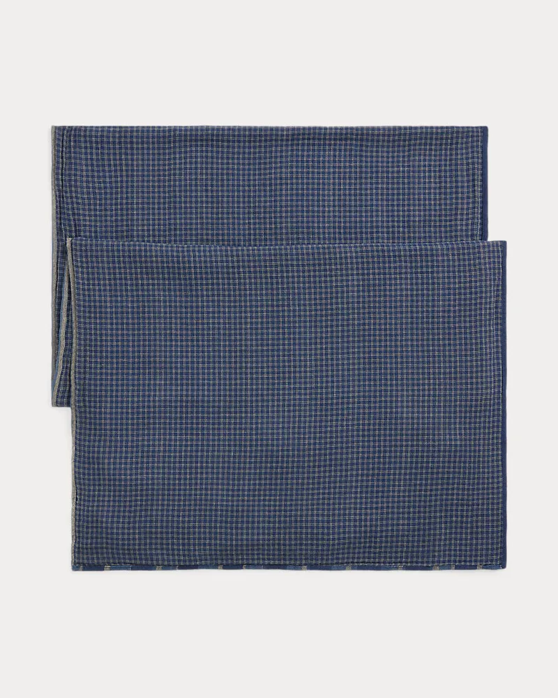 Ralph Lauren Beidseitiger Baumwollschal mit Streifen Blue