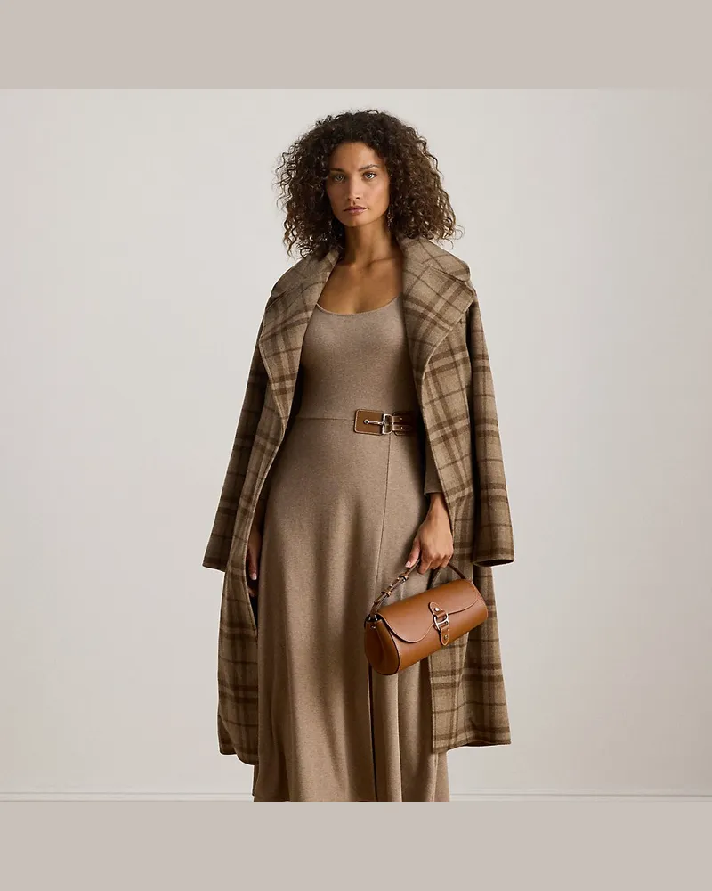 Ralph Lauren Kurzgrößen - Geripptes Midikleid mit Schnalle Tan