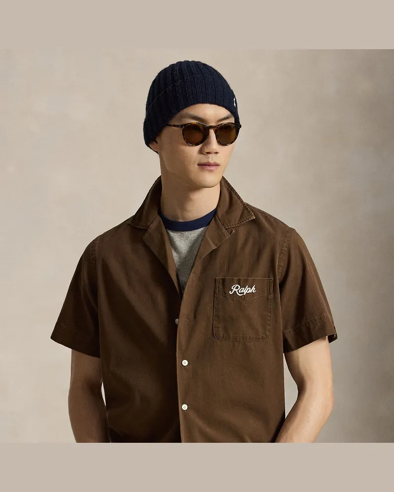 Ralph Lauren Freizeit-Kurzarmhemd mit „ Ralph Lauren“-Logo Brown