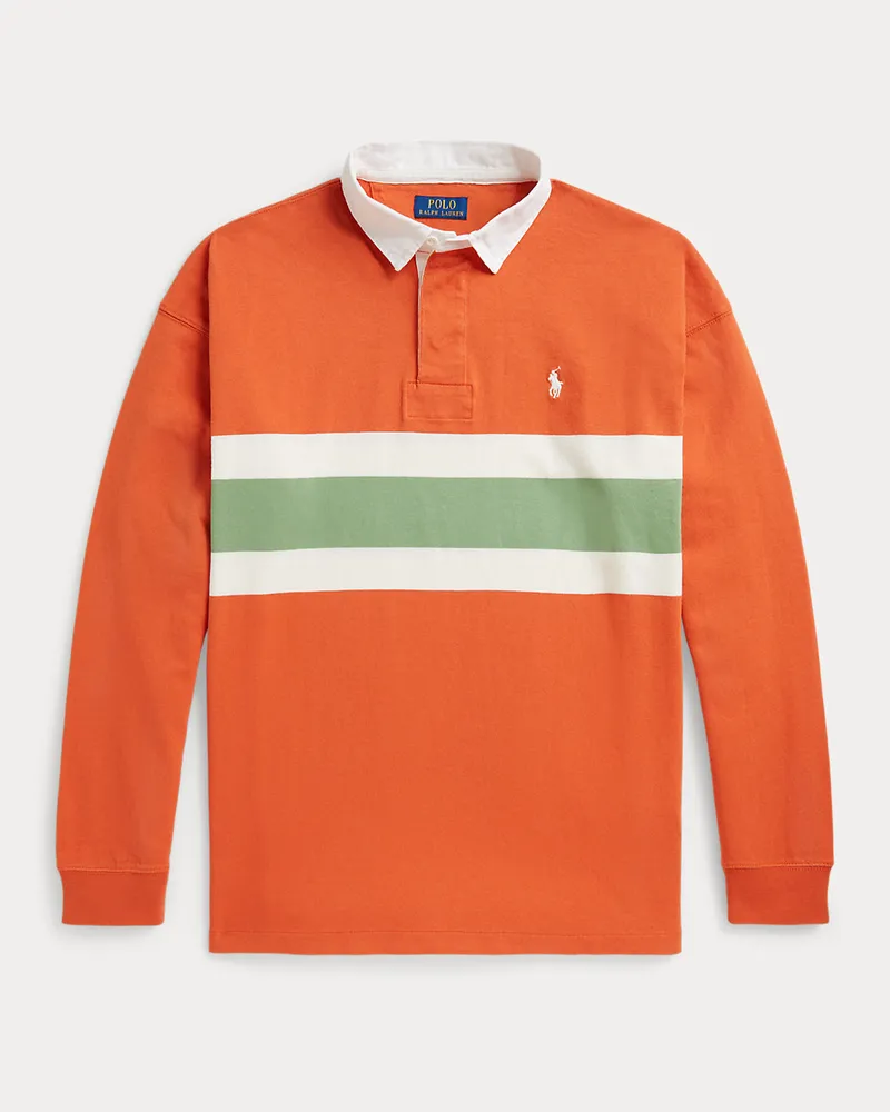 Ralph Lauren Big-Fit Jersey-Rugbyhemd mit Streifen Orange