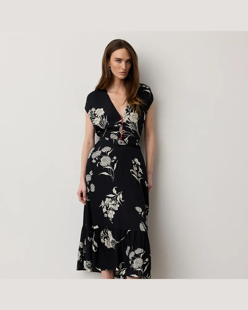 Ralph Lauren Satinkleid Damian mit Blumenmuster Black