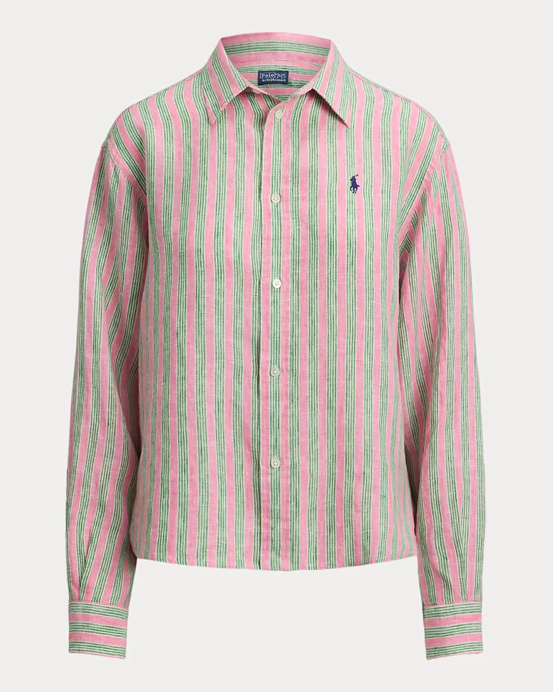 Ralph Lauren Weites Leinenhemd mit Streifen Red