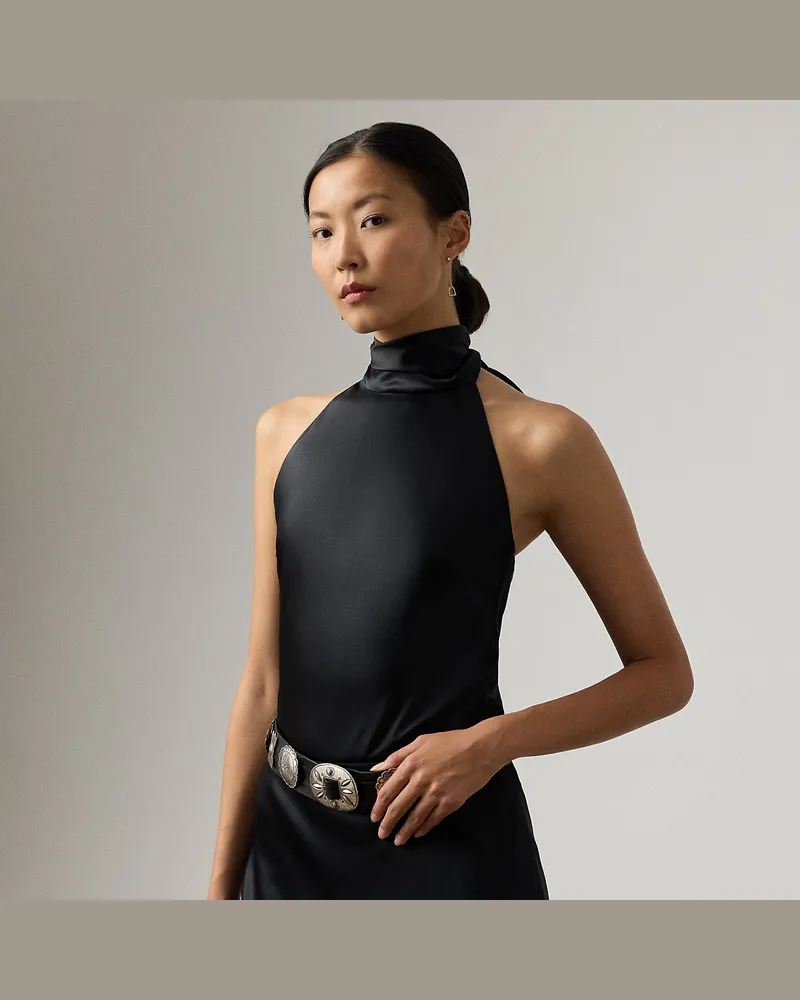 Ralph Lauren Stretch-Seidencharmeuse-Oberteil Chilton Black