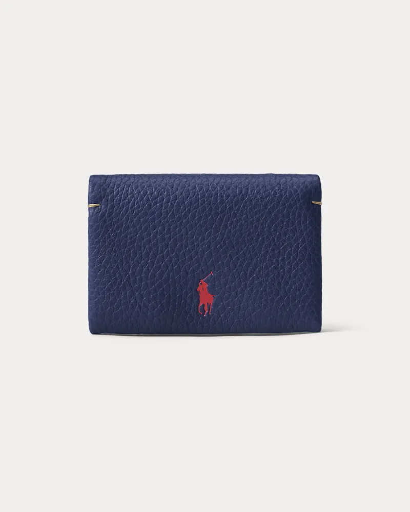 Ralph Lauren Lederkartenetui Polo Play mit Druckknopf Blue