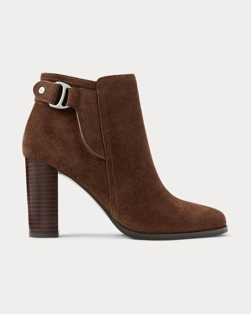 Ralph Lauren Wildleder-Stiefelette Tasha mit Absatz Brown
