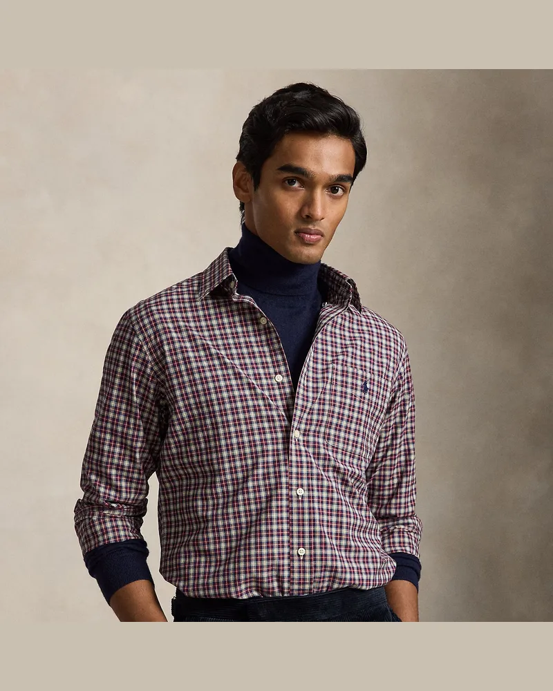 Ralph Lauren Kariertes Custom-Fit Popelinehemd Red