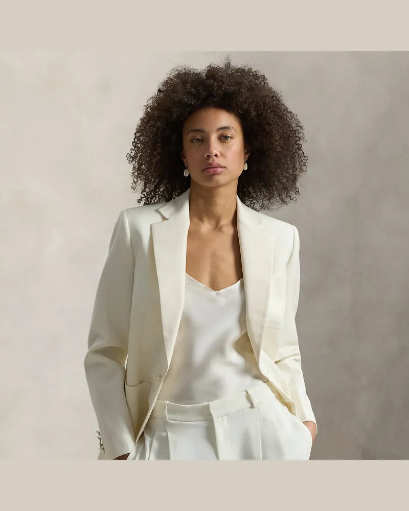 Ralph Lauren Einreihiger Wollblazer mit Seidenrevers Cream