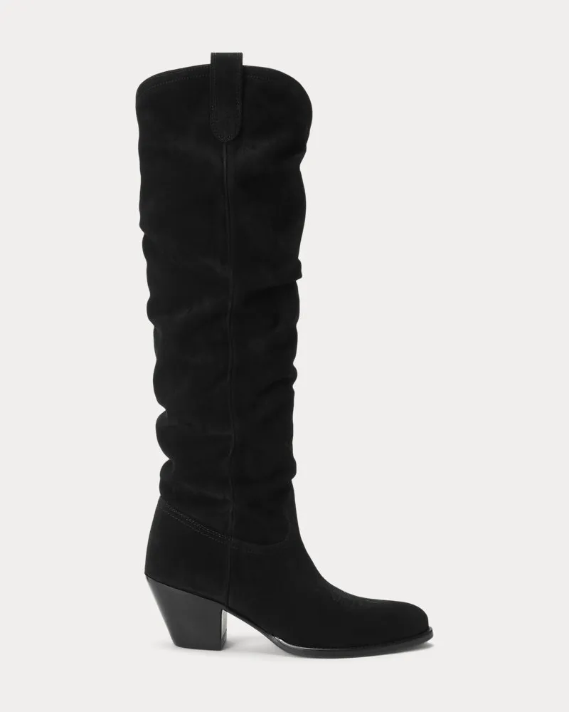 Ralph Lauren Hoher Westernstiefel aus Wildleder Black