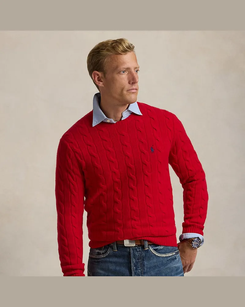 Ralph Lauren Wollpullover mit Zopfmuster Red