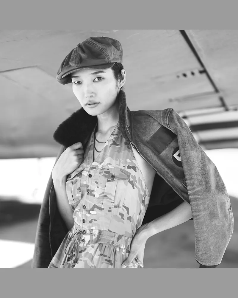 Ralph Lauren Leder-Fliegerjacke mit Lammfellkragen Blue