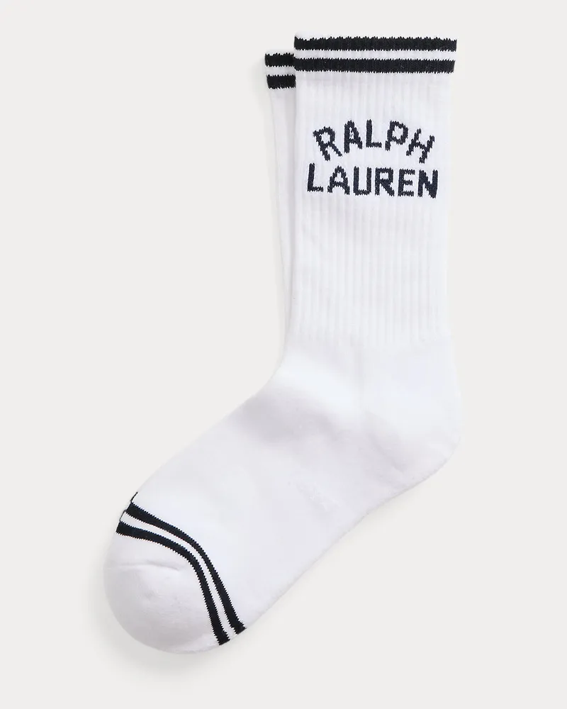 Ralph Lauren Baseball-Crew-Socken mit Logo White
