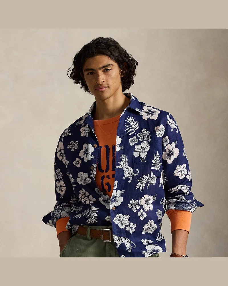 Ralph Lauren Tropisches Classic-Fit Leinenhemd Blue