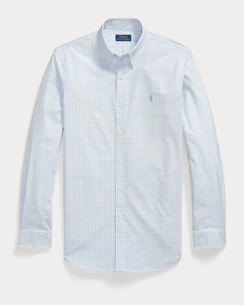 Ralph Lauren Kariertes Custom-Fit-Hemd aus Popeline Blue