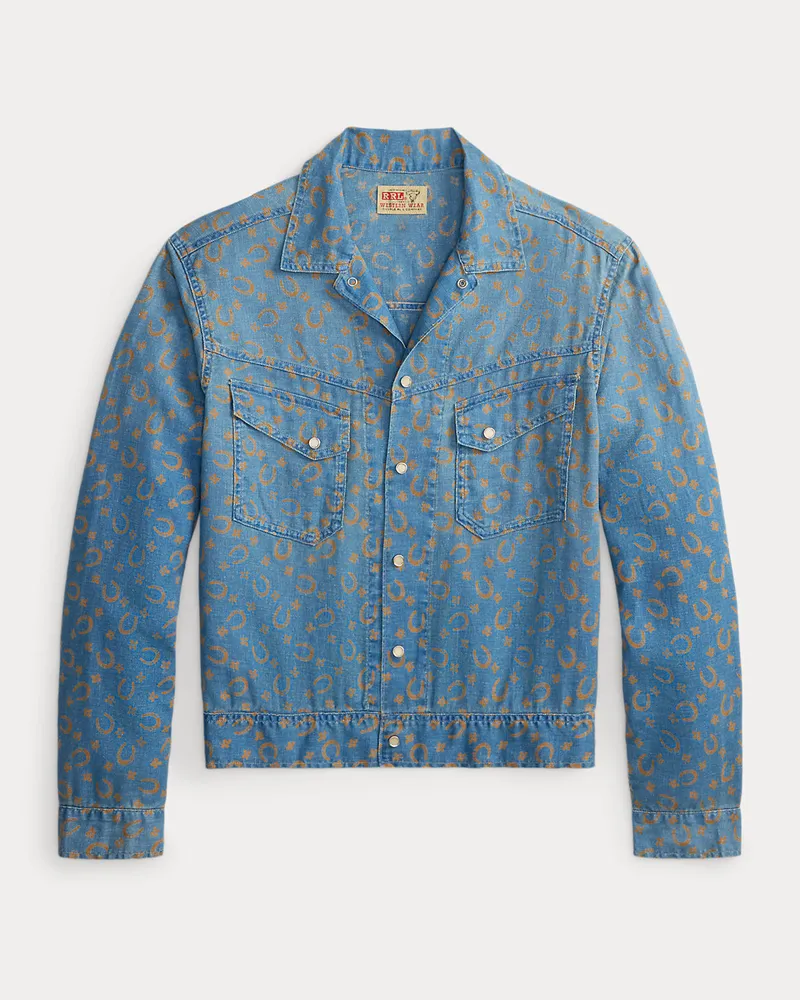 Ralph Lauren Denim-Hemdjacke mit Hufeisendruck Blue