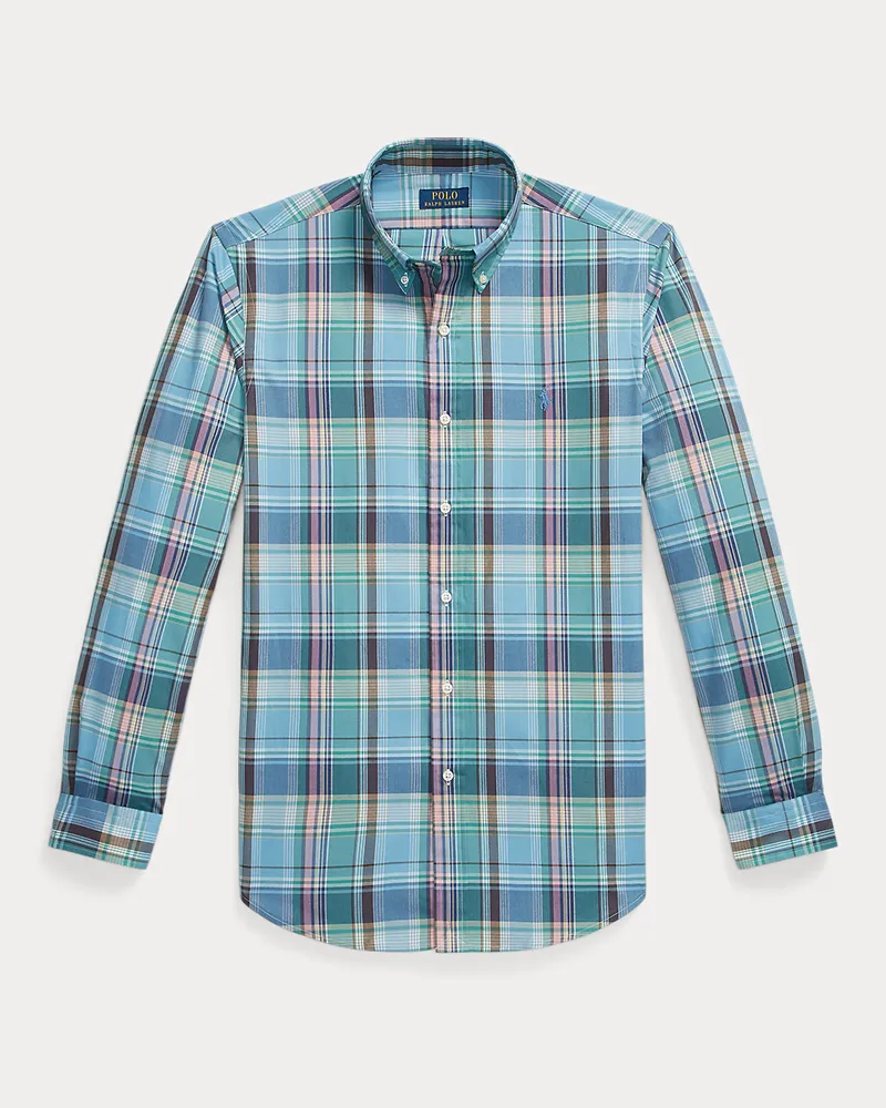 Ralph Lauren Kariertes Custom-Fit Popelinehemd Blue
