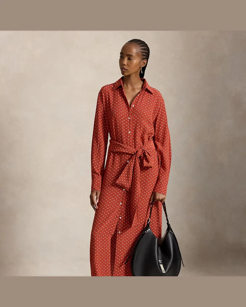 Ralph Lauren Bedrucktes Hemdkleid mit Bindebändern Red