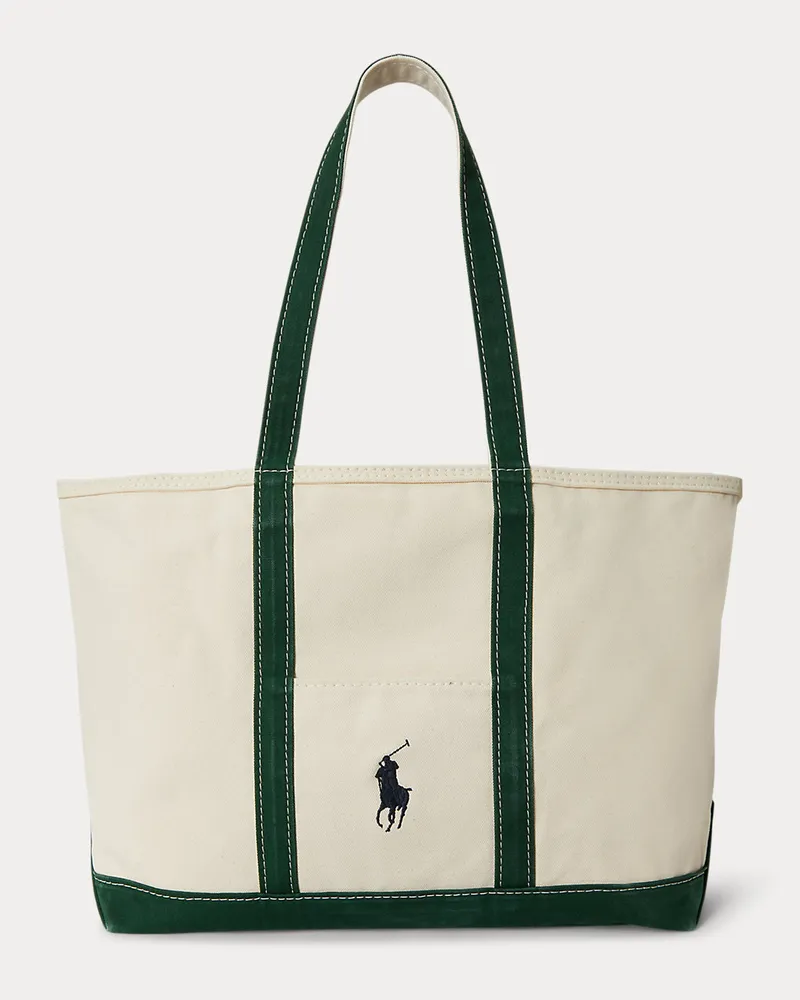 Ralph Lauren Segeltuchtragetasche mit Big Pony Cream