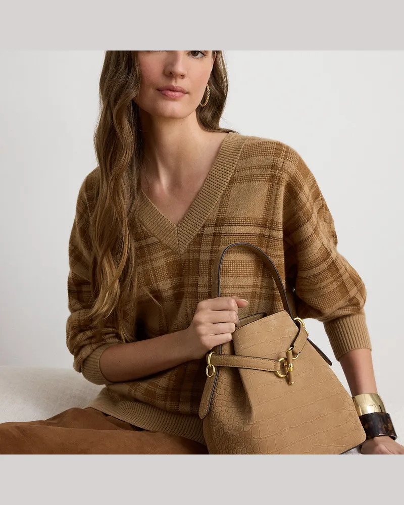 Ralph Lauren Beuteltasche Blaike aus Nubukleder Tan
