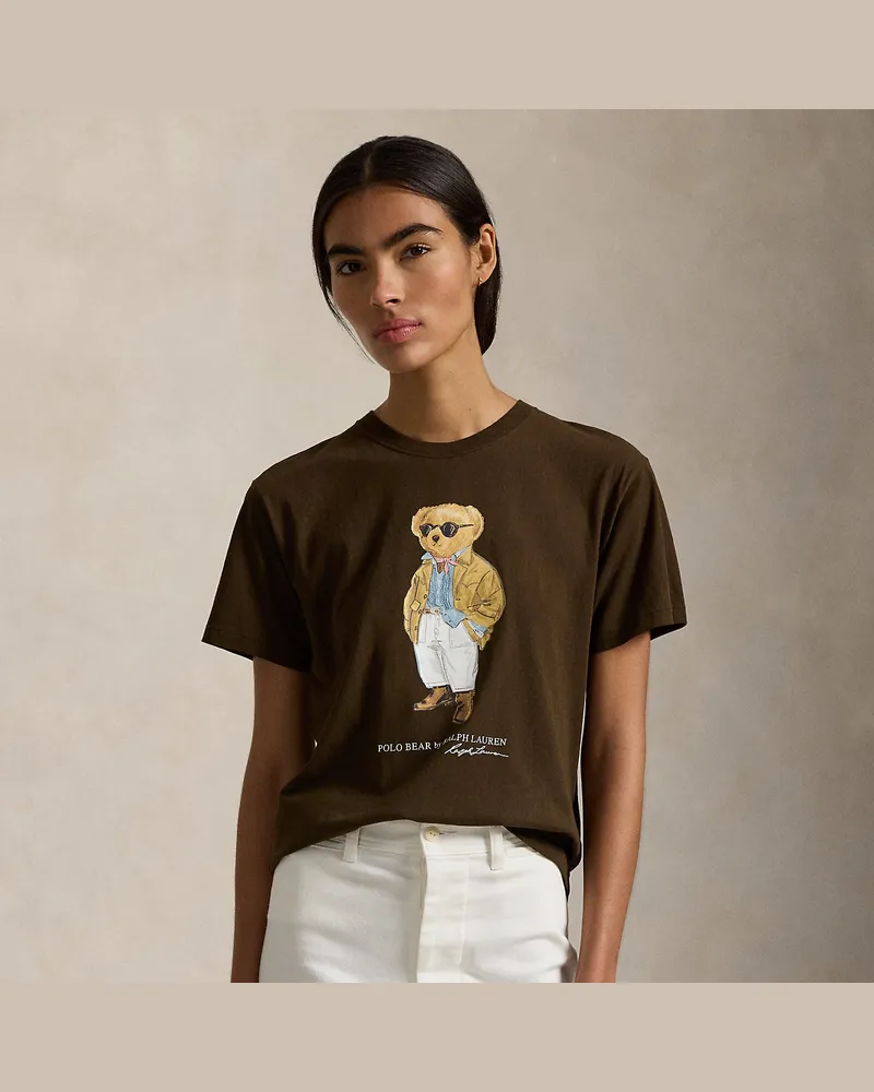 Ralph Lauren Baumwolljersey-T-Shirt mit Polo Bear Brown