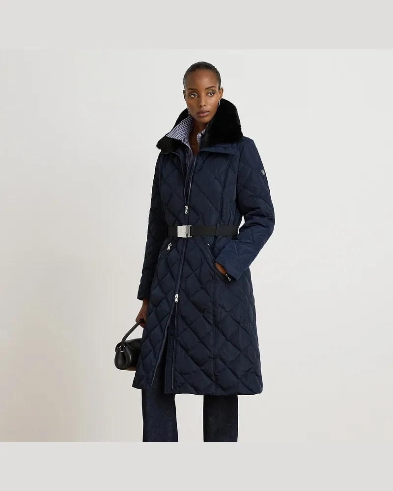 Ralph Lauren Gesteppter Daunenmantel mit Gürtel Blue
