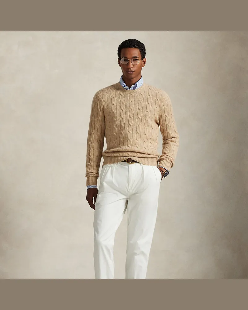 Ralph Lauren Kaschmirpullover mit Zopfmuster Natural