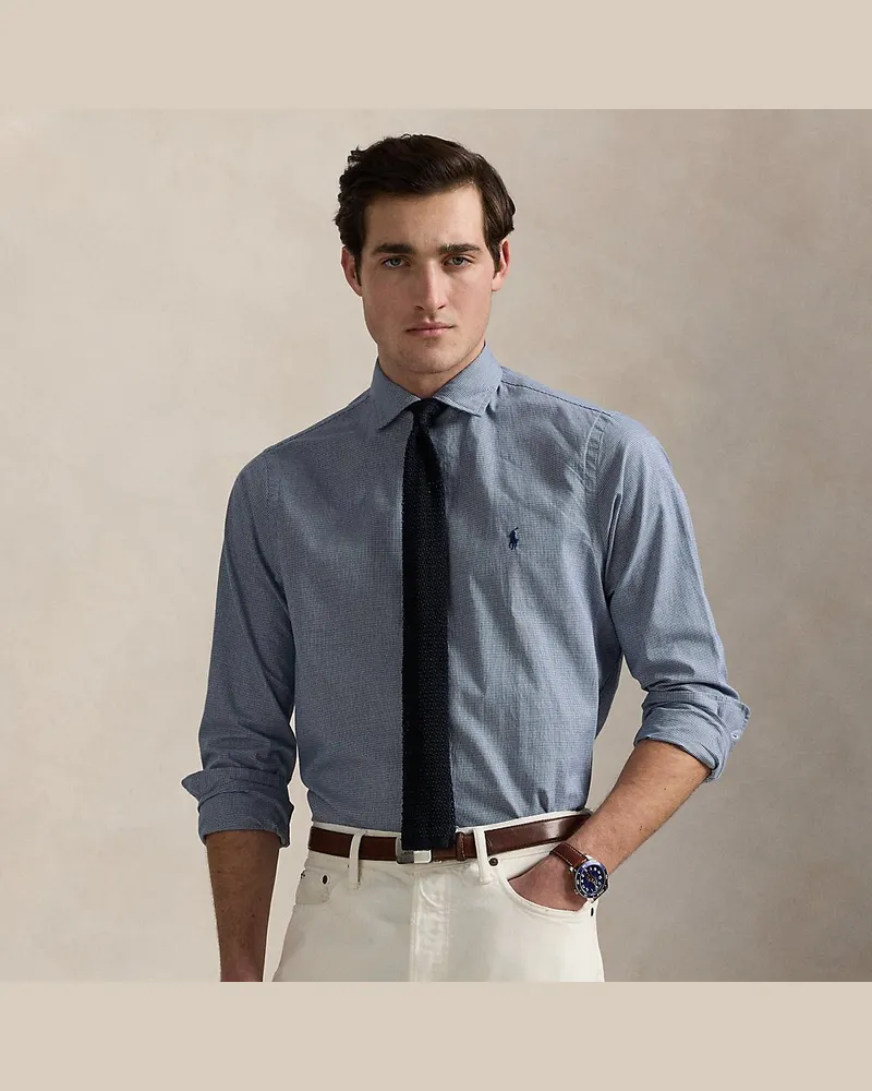 Ralph Lauren Custom-Fit Hahnentritt-Twillhemd White