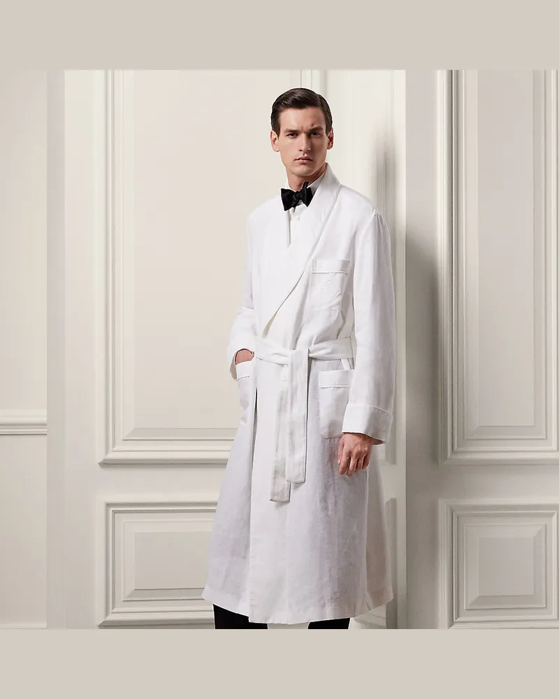 Ralph Lauren Bademantel aus Leinen mit Monogramm White