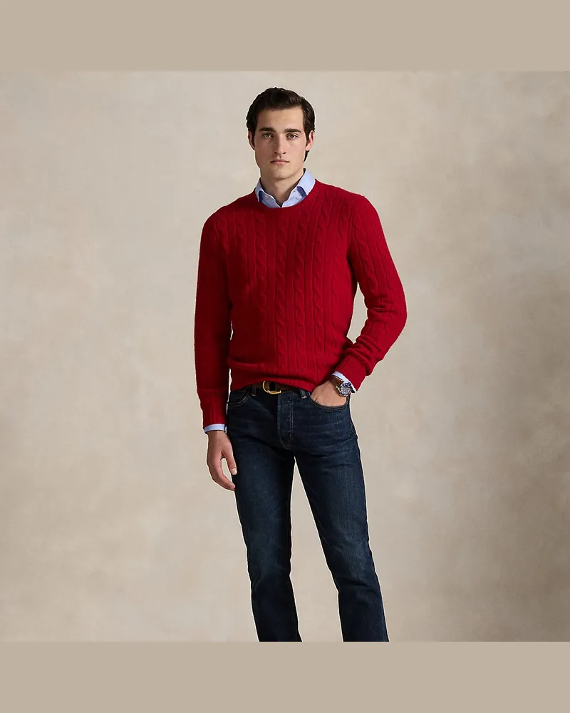 Ralph Lauren Der Kaschmirpullover mit Zopfmuster Red