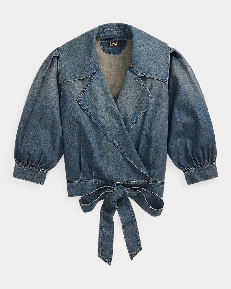 Ralph Lauren Denim-Wickelbluse in Indigo Blue