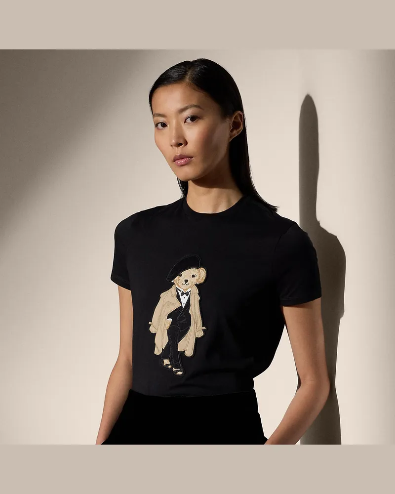 Ralph Lauren Baumwoll-T-Shirt mit Trench Polo Bear Black