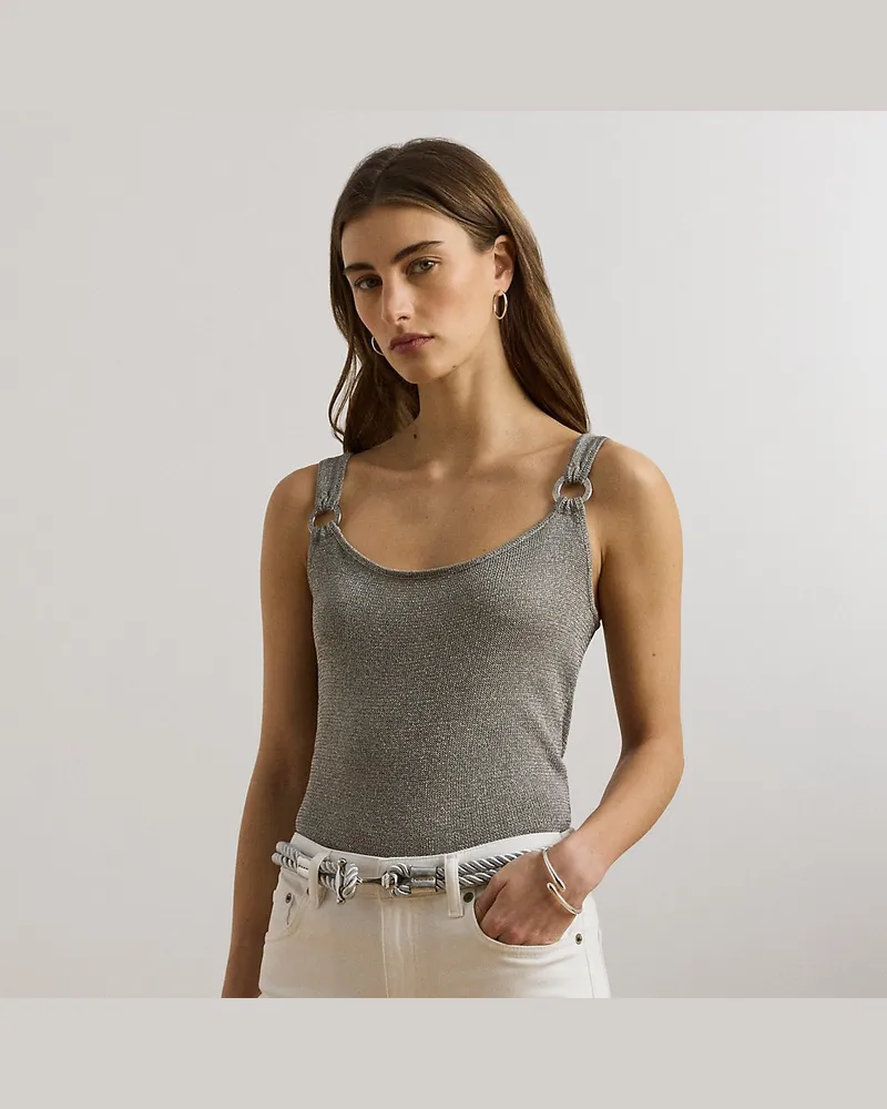 Ralph Lauren Ärmelloser Metallic-Pullover mit Ring Silver
