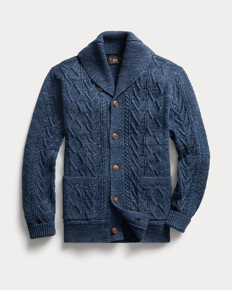 Ralph Lauren Aran-Strickjacke aus Baumwolle Blue
