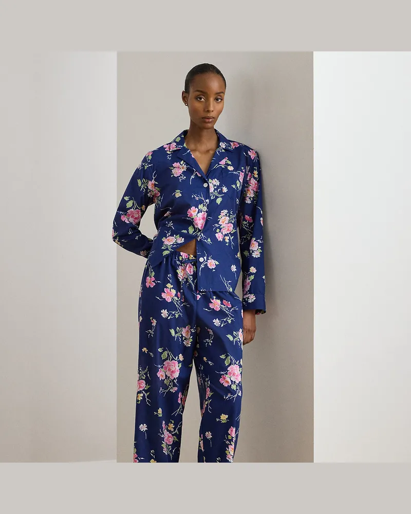 Ralph Lauren Geblümter Pyjama aus Batist Blue